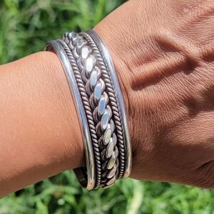 AMAZING solid 925 sterling silver Native American Tahe 75.4 grams heavy braided